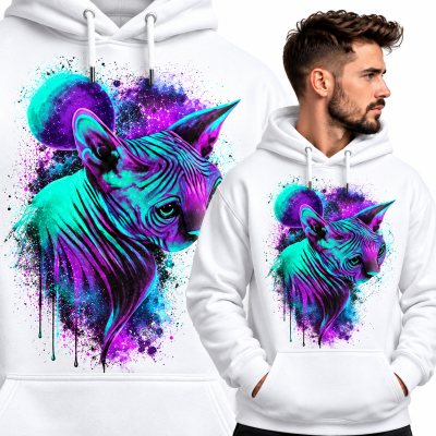 BLUZA Z KAPTUREM  ZWIERZĘTA   KOT 2